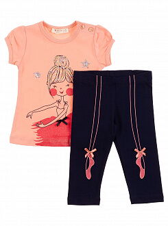 Комплект футболка и лосины Breeze Балерина персиковый 11838 - цена