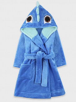 Теплый халат вельсофт детский Фламинго Дино синий 714-909 - цена