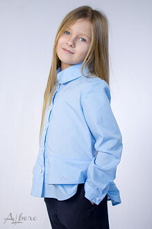 Блузка с двойной баской для девочки Albero голубая 5074-В - фотография