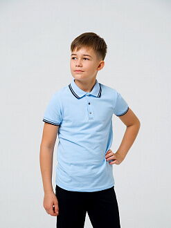 Футболка-поло с коротким рукавом для мальчика SMIL голубая 114730/114731 - цена
