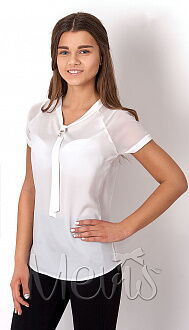 Блузка с коротким рукавом для девочки Mevis белая 2669-02 - цена