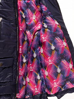 Куртка удлиненная зимняя для девочки Одягайко темно-синяя 20004О - фотография