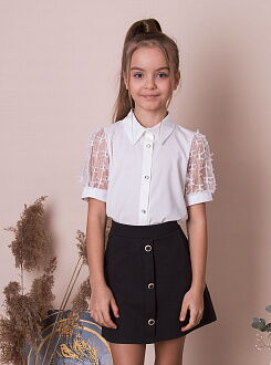 Блузка для девочки Mevis Бантики молочная 4923-01 - цена