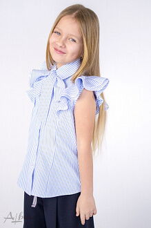 Блузка с бантом для девочки Albero голубая 5064 - размеры