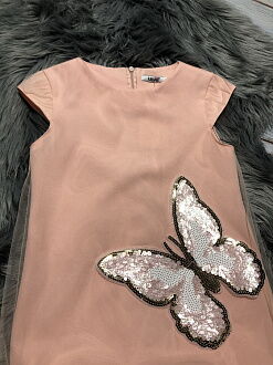 Нарядное платье для девочки Mevis персиковое 2937-01 - фото