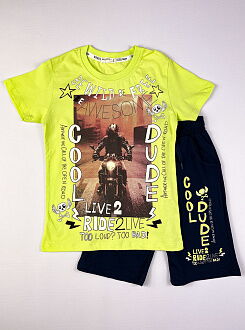 Комплект футболка и шорты для мальчика Breeze Cool Dude салатовый 15397 - цена