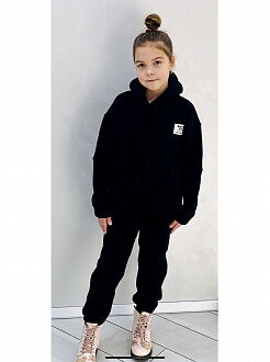 Утепленный спортивный костюм для девочки черный 4038 - цена