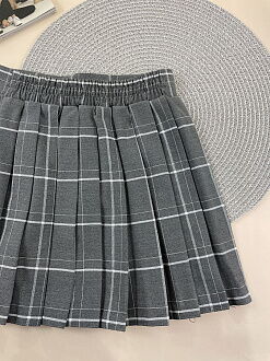 Школьная юбка в клетку Mevis серая 5217-03 - размеры