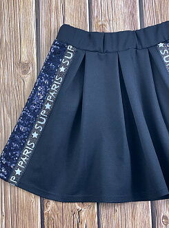 Трикотажная школьная юбка для девочки Mevis синяя 3776-01 - фото