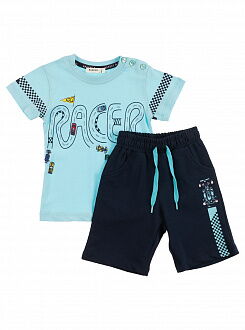 Комплект для мальчика футболка и шорты Breeze Racer голубой 12103 - цена