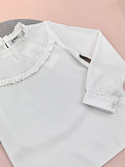 Блузка со стойкой для девочки Mevis молочная 4919-01 - размеры