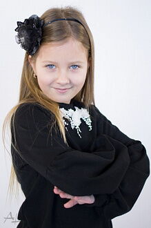 Джемпер с цветами для девочки Albero черный 6036 - фотография