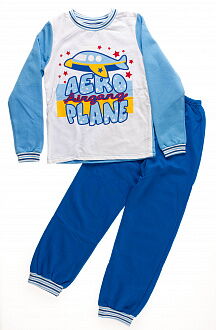 Пижама утепленная для мальчика Valeri tex Самолет голубая 1626-55-155 - цена