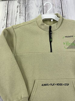 Тёплая кофта для мальчика Mevis оливковая 3850-03 - фотография