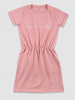 Летнее трикотажное платье для девочки Фламинго розовое 725-417 - фото