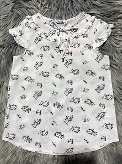 Блузка для девочки Mevis Котики белая 3812-02 - размеры