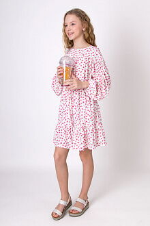 Платье для девочки Mevis Цветочки бело-розовое 4991-01 - размеры