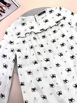 Блузка для девочки Mevis Собачки белая 5059-01 - размеры