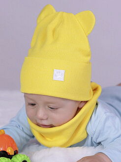 Комплект шапка и хомут для девочки Semejka Бинни желтый 9323 - цена