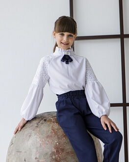 Блузка для девочки Tair kids белая 8051 - размеры