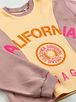 Утепленный свитшот для девочки Mevis California персиковый 3989-02 - размеры