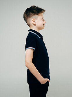 Футболка-поло с коротким рукавом для мальчика SMIL темно-синяя 114594 - фото