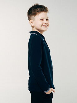 Футболка-поло с длинным рукавом для мальчика SMIL темно-синяя 114597 - размеры