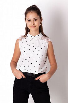 Блузка для девочки Mevis Сердечки белая 3790-01 - цена