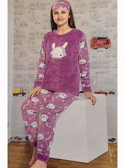 Утепленная пижама для девочки Зайчик лаванда 8011  - цена