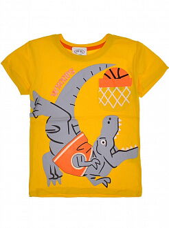 Футболка для мальчика Whoops Динозавр желтая 21937 - фото