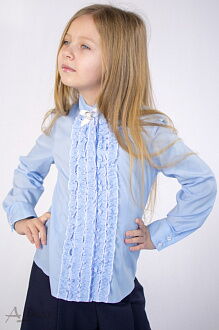 Школьная блузка с жабо для девочки Albero голубая 5014-В - купить