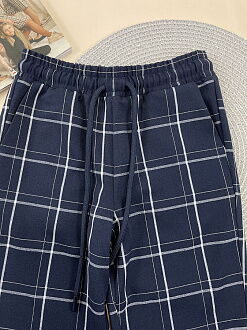 Брюки-слоучи для девочки Mevis Клетка синие 5160-02 - картинка