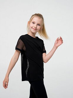 Футболка с коротким рукавом для девочки SMIL черная 110661/110664 - фотография
