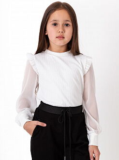 Трикотажная блузка для девочки Mevis молочная 4171-02 - цена