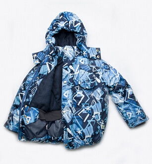 Куртка зимняя для мальчика МОДНЫЙ КАРАПУЗ "Зимняя геометрия" (темно-синий) - размеры