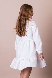 Нарядное платье для девочки Mevis Орнамент молочное 5041-01 - фото
