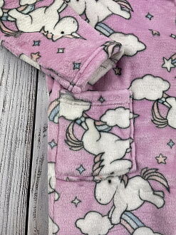 Теплый халат вельсофт для девочки Фламинго Единороги розовый 771-910 - фотография