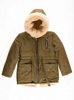 Куртка зимняя для девочки Одягайко хаки 20025 - цена