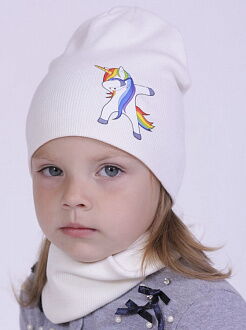 Комплект шапка и хомут для девочки Semejka Единорог белый 9317 - цена