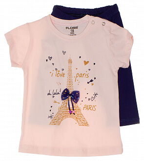 Комплект для девочки футболка и бриджи Benna Paris розовый - цена
