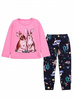 Пижама для девочки Фламинго Зайки розовая 245-222 - цена