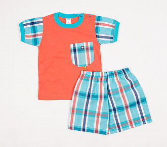 Комплект для мальчика (футболка+шорты) Денди коралловый 916 - цена
