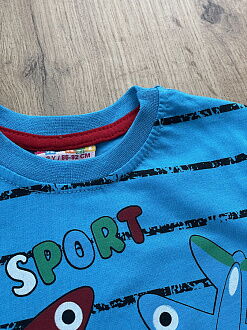Футболка для мальчика Самолётики голубая 5870 - фото