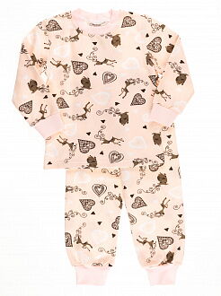 Пижама утепленная для девочки Interkids Олени персиковая 1949 - цена