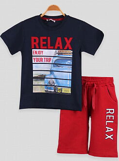 Комплект футболка и шорты для мальчика Breeze Relax синий 14382 - цена