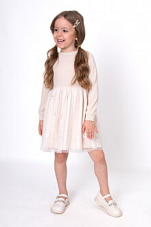 Нарядное платье для девочки Mevis Ромашки бежевое 5063-01 - фото