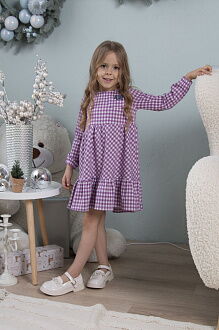 Платье для девочки Mevis Клетка фиолетовое 4897-03 - фото
