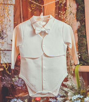 Нарядный костюм для мальчика HappyTOT кремовый 646В - фотография