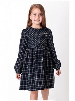 Трикотажное платье для девочки Mevis Клетка темно-синее 3978-04 - цена