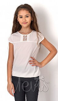 Блузка с коротким рукавом для девочки Mevis молочная 2751-01 - цена